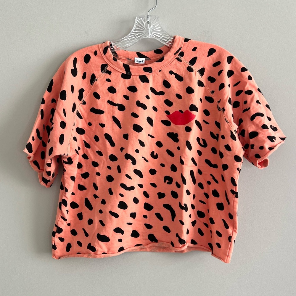 Clare V Orange and Black Spotted Top
